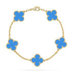 Lucky Clover 5-Motif Bracelet - Blue Agate Collection