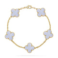 Lucky 5-Motif Clover Serenity Bracelet - Natural Violet Gemstone