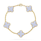 Lucky 5-Motif Clover Serenity Bracelet - Natural Violet Gemstone