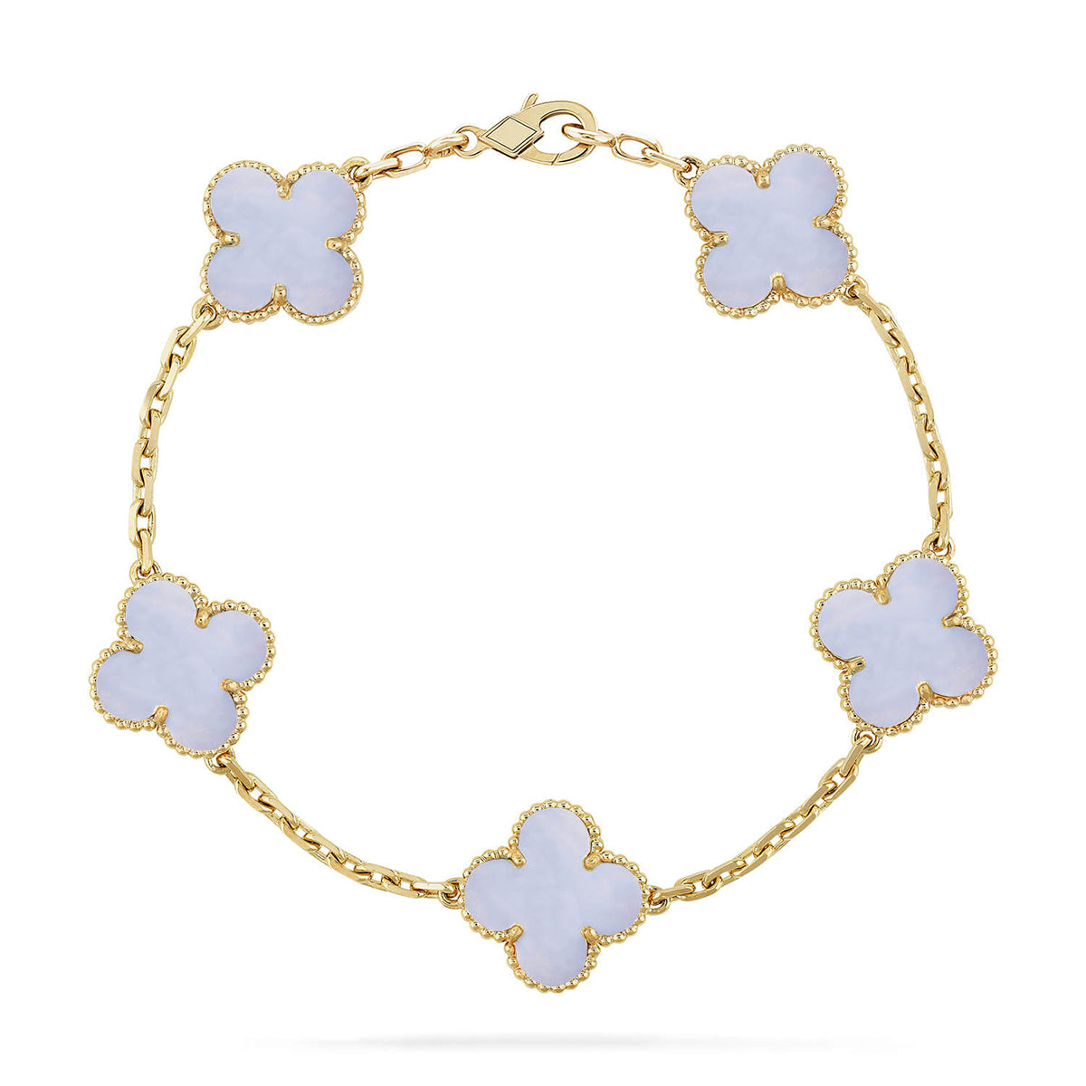 Lucky 5-Motif Clover Serenity Bracelet - Natural Violet Gemstone