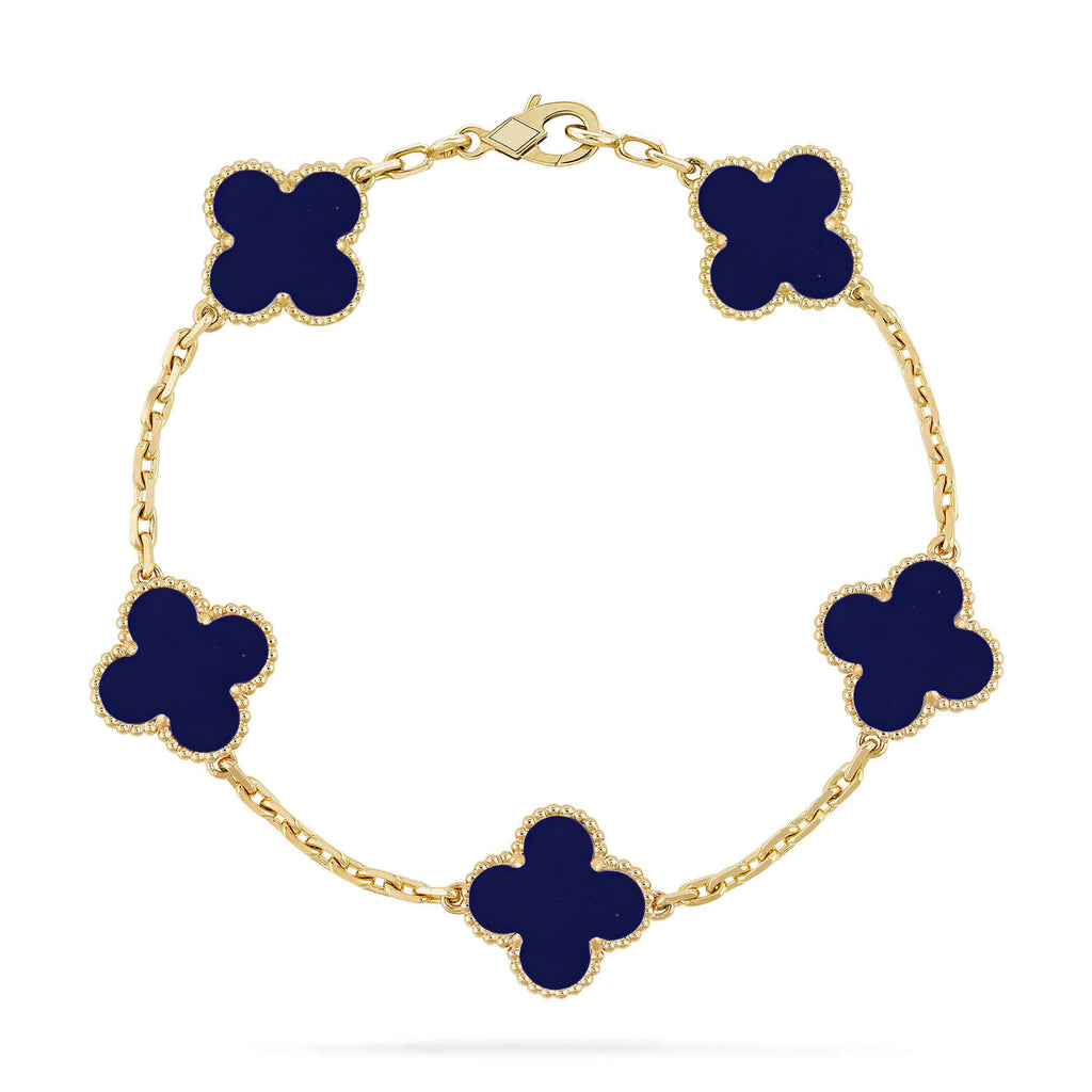 Lucky Clover 5-Motif Bracelet - Lapis Lazuli Collection