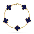 Lucky Clover 5-Motif Bracelet - Lapis Lazuli Collection