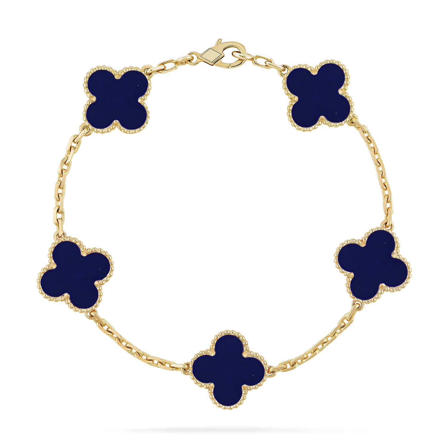 Lucky 5-Motif Clover Wisdom Bracelet - Natural Lapis Lazuli Gemstone