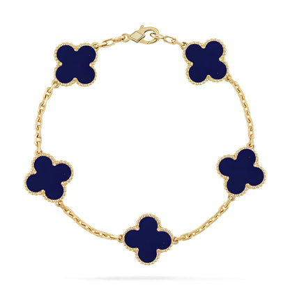 Lucky Clover Armband mit 5 Motiven - Lapislazuli Kollektion