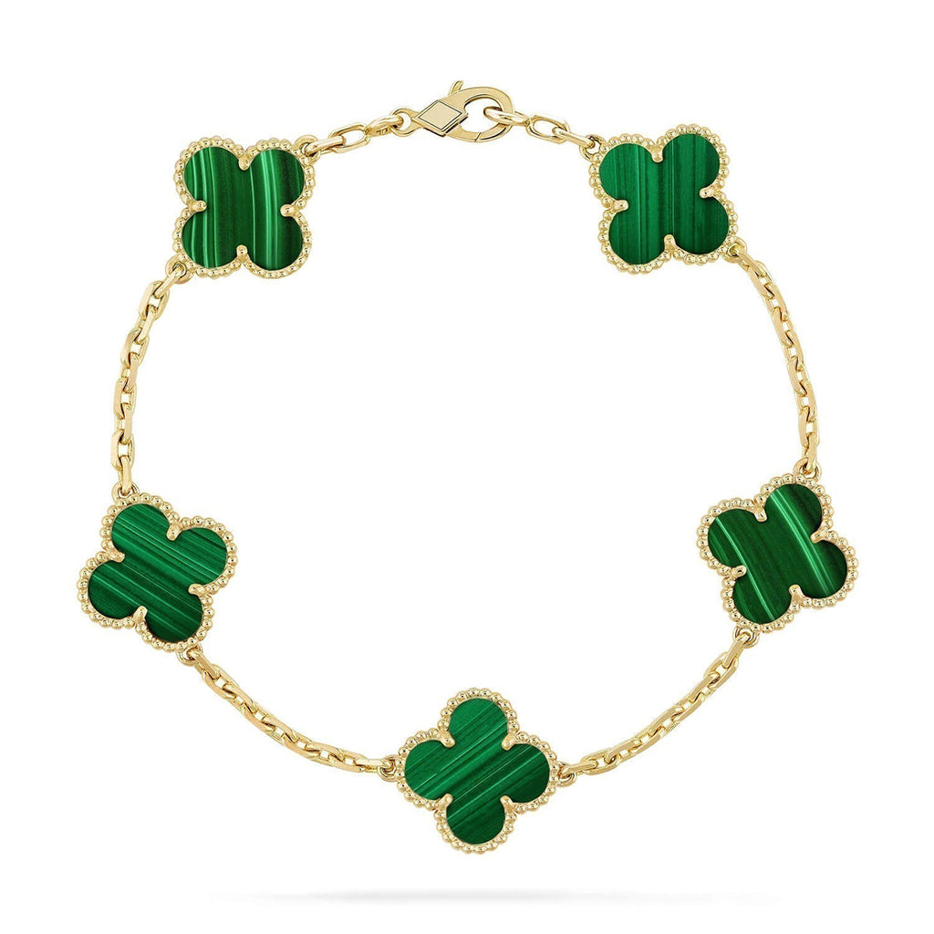 Lucky Clover 5-Motif Bracelet - Malachite Collection