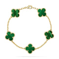 Lucky Clover 5-Motif Bracelet - Malachite Collection