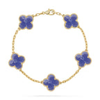 Lucky Clover 5-Motif Bracelet - Blue Larimar Collection