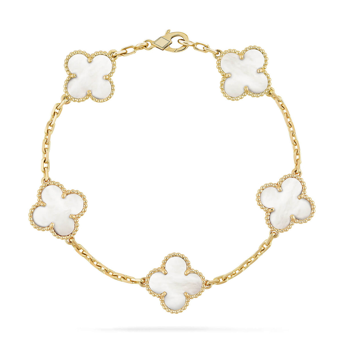 Lucky 5-Motif Clover Bracelet - Natural Mother of Pearl