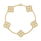 Lucky Clover 5-Motif Bracelet - Full-Diamond