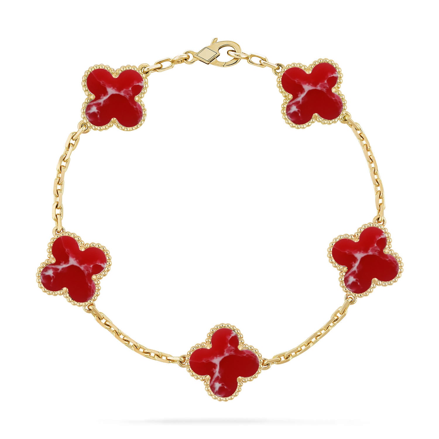 Armband Glücksklee 5 Motive – Kollektion Roter Larimar