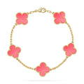 Lucky 5-Motif Clover Serenity Bracelet - Natural Pink Mother of Pearl