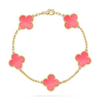 Lucky 5-Motif Clover Serenity Bracelet - Natural Pink Mother of Pearl