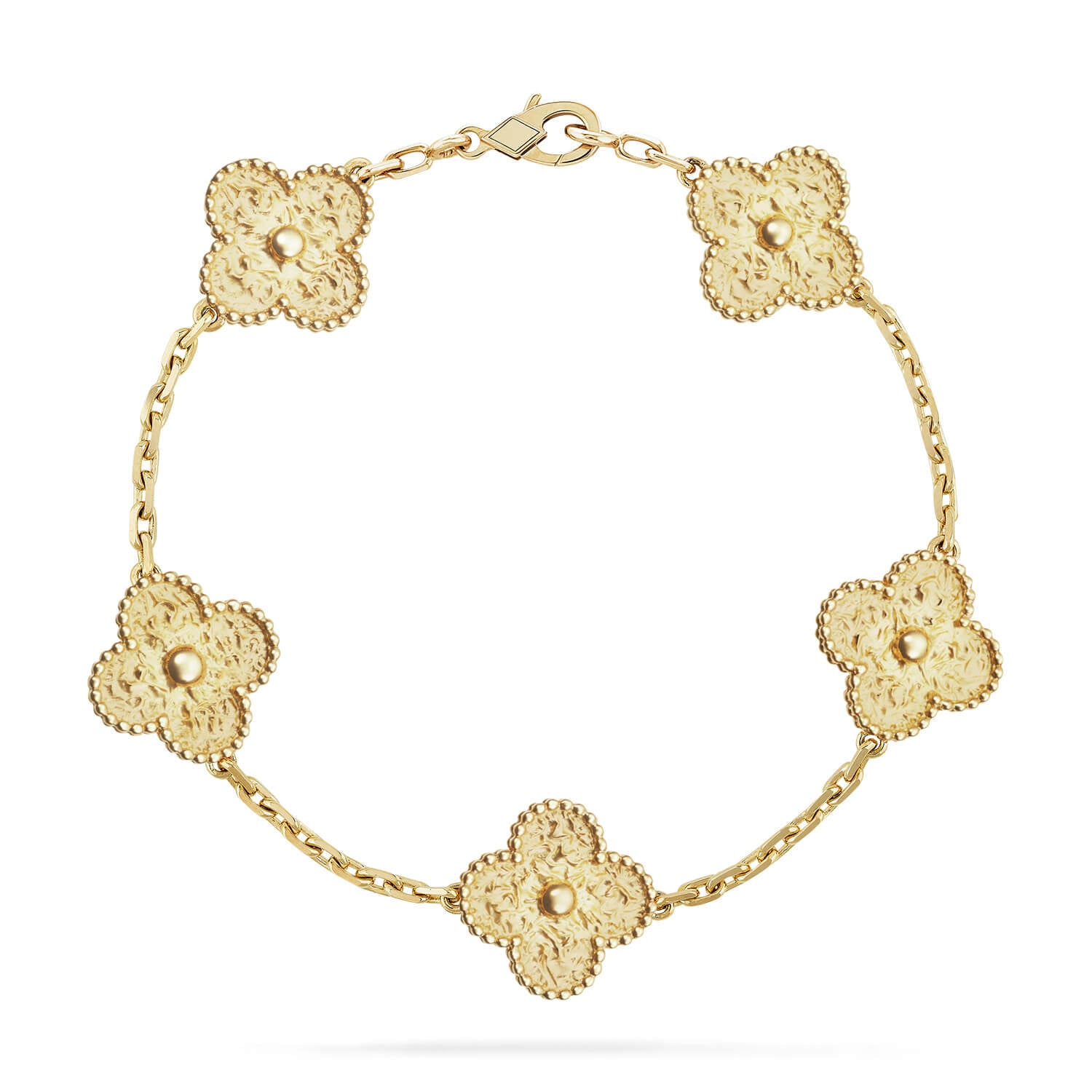 Lucky 5-Motif Clover Hot-Stamped Floral Bracelet - Luxury Statement
