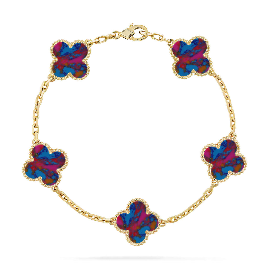Glücksklee-Armband mit 5 Motiven – Multi-Edelstein-Kollektion