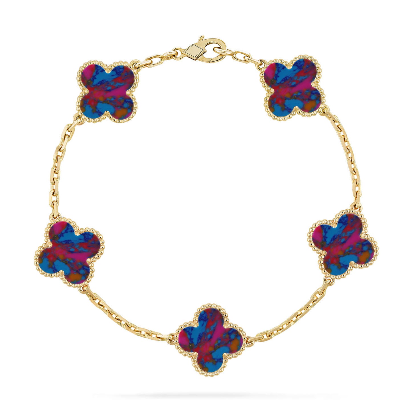 Lucky Clover 5-Motif Bracelet - Multi-Gem Collection