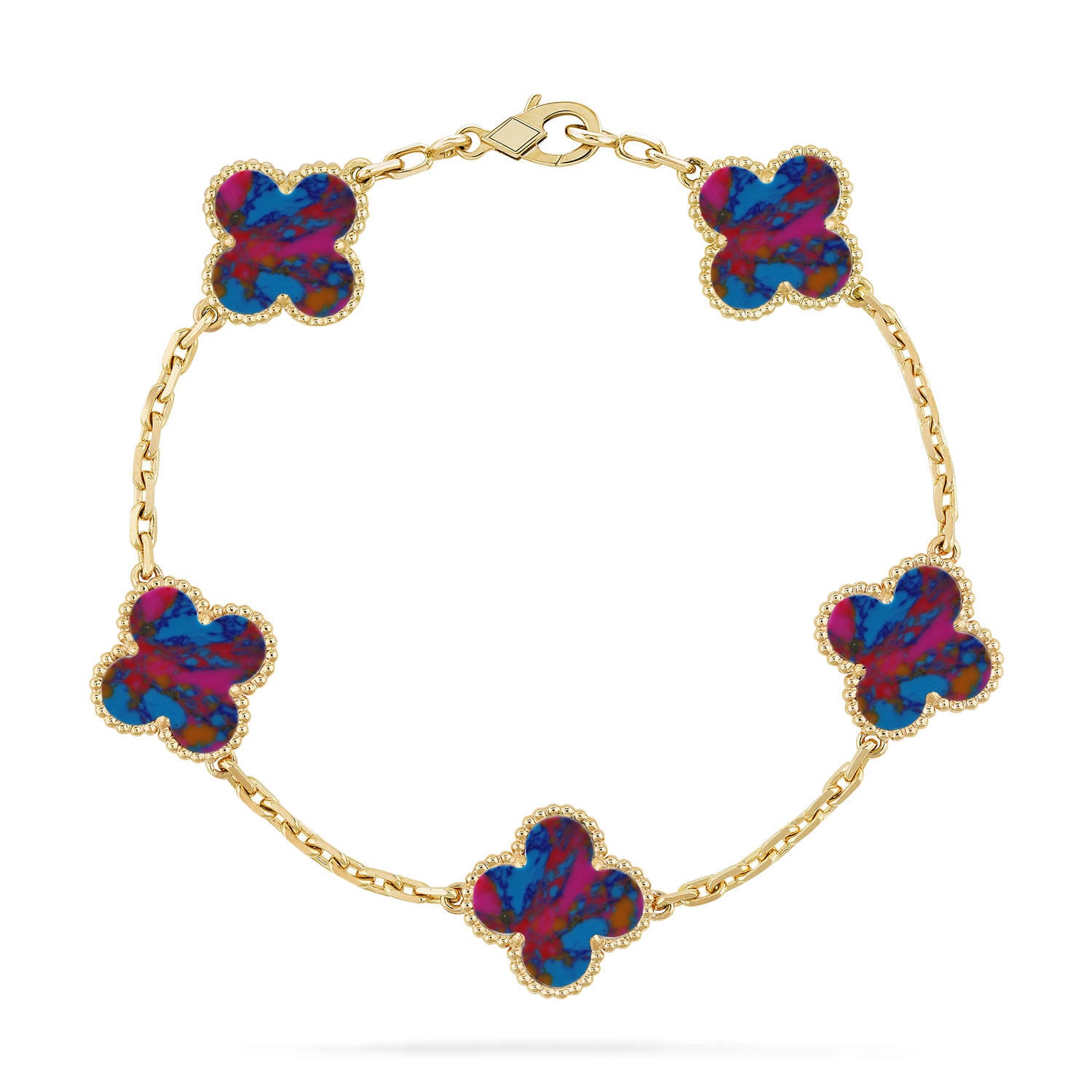 Glücksklee-Armband mit 5 Motiven – Multi-Edelstein-Kollektion