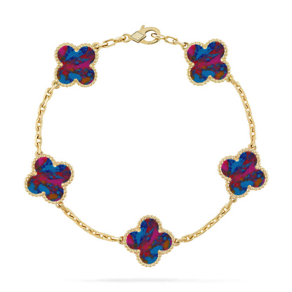 Lucky Clover 5-Motif Bracelet - Multi-Gem Collection