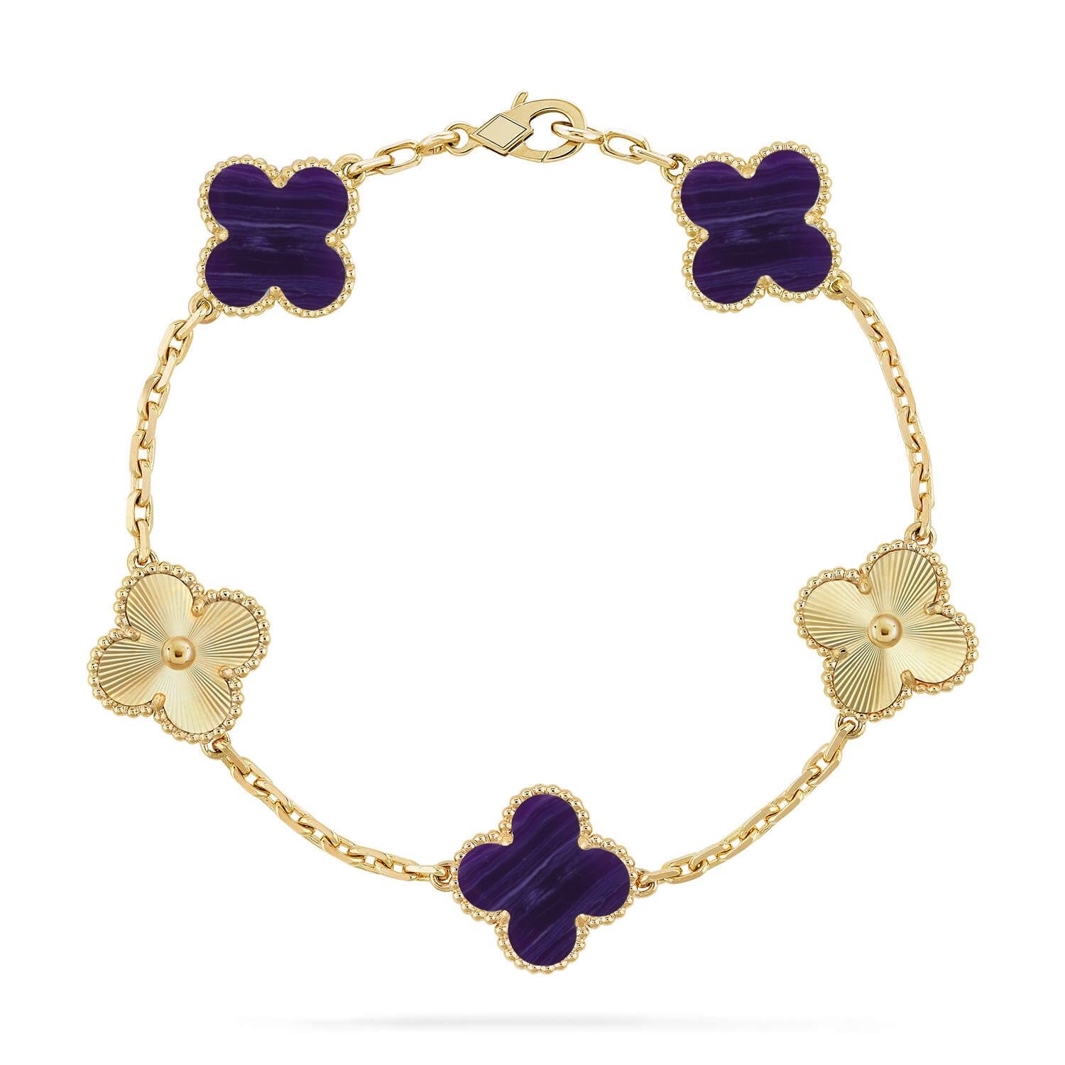 Lucky 5-Motif Clover Transformation Bracelet - Natural Charoite