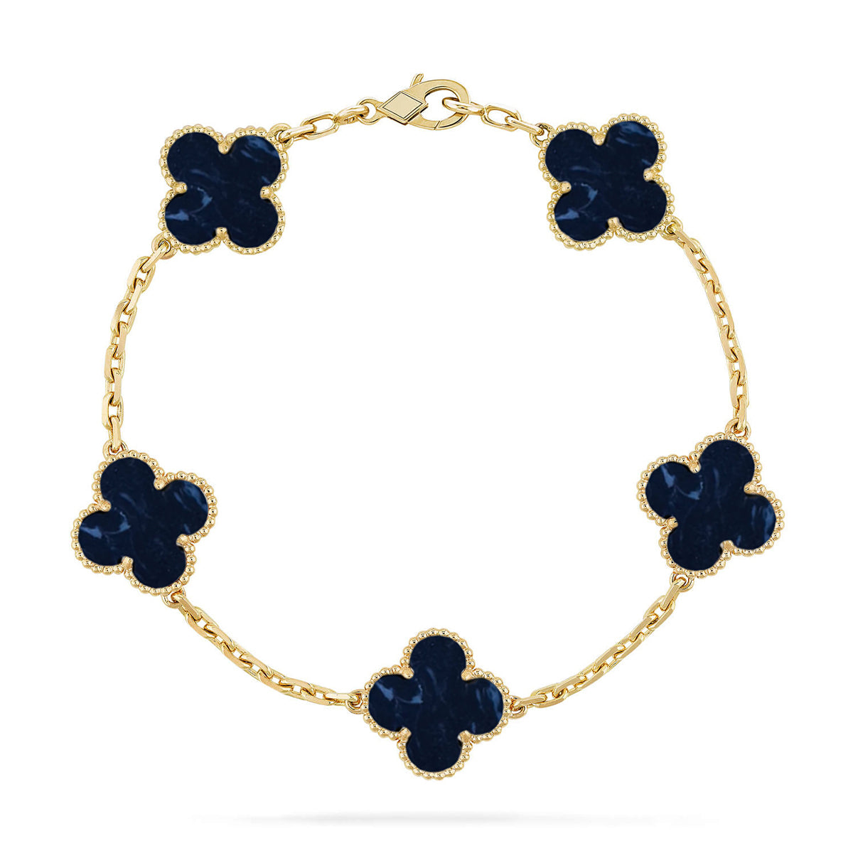 Lucky 5-Motif Clover Prosperity Bracelet - Natural Pietersite Gemstone