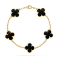 Lucky Clover 5-Motiv Armband – Black Onyx Kollektion