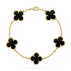 Lucky Clover 5-Motiv Armband – Black Onyx Kollektion