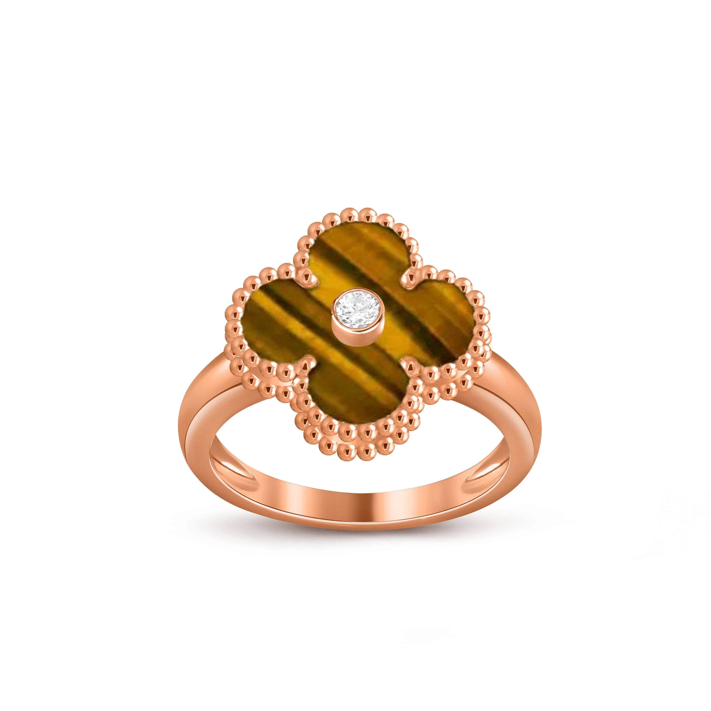 Lucky Clover Diamant-Akzent Roségoldring – Luxuriöse Edelsteinkollektion