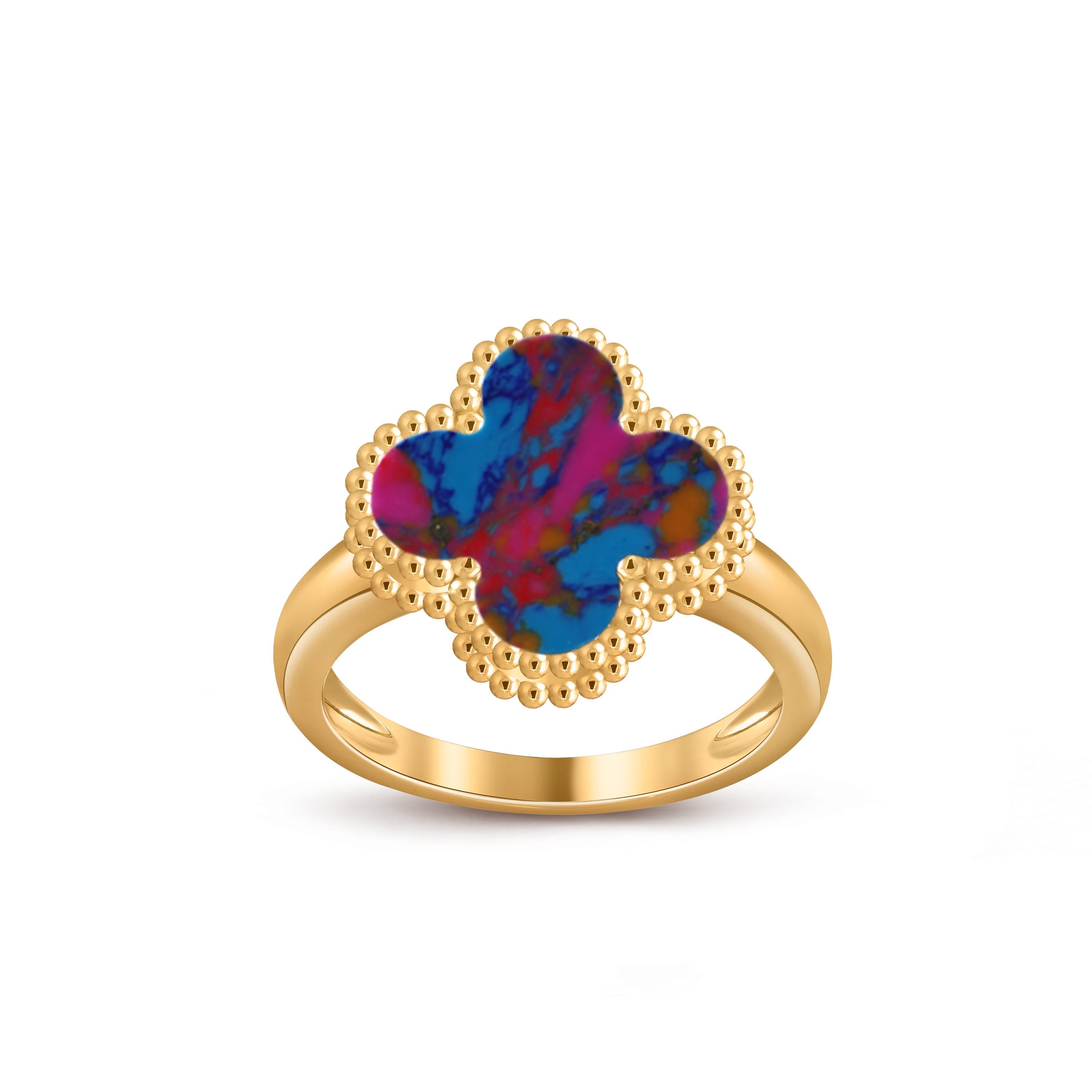 Lucky Clover Vintage Gold Ring - Luxury Gemstone Collection