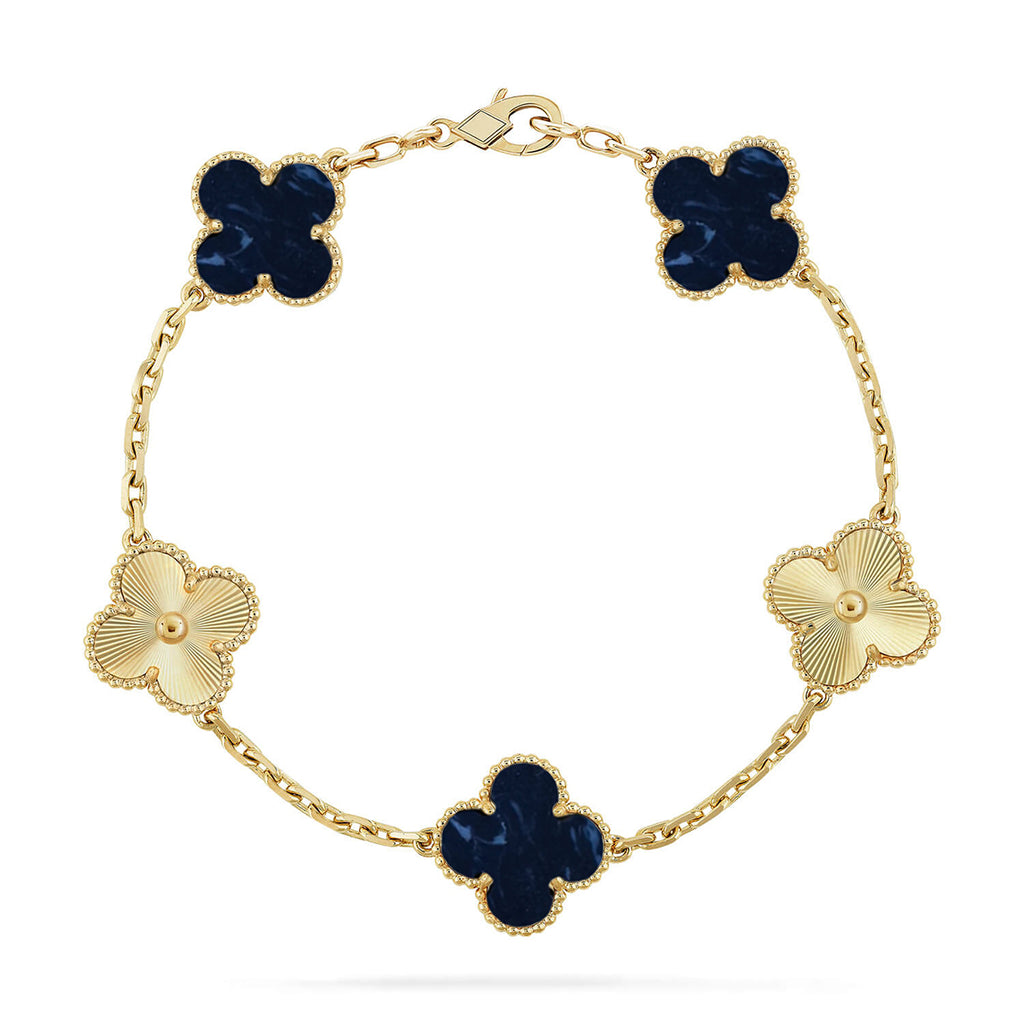 Lucky Clover 5-Motif Bracelet - Pietersite Collection