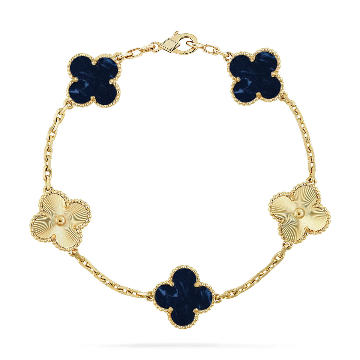 Lucky 5-Motif Clover Prosperity Bracelet - Natural Pietersite Gemstone
