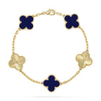 Lucky Clover 5-Motif Bracelet - Lapis Lazuli Collection
