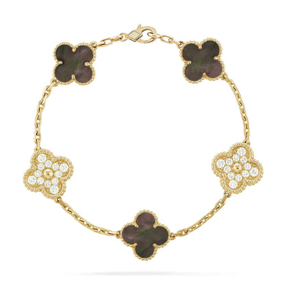 Lucky Clover 5-Motif Bracelet - Grey Mother-of-Pearl Collection