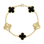 Lucky Clover 5-Motiv Armband – Black Onyx Kollektion