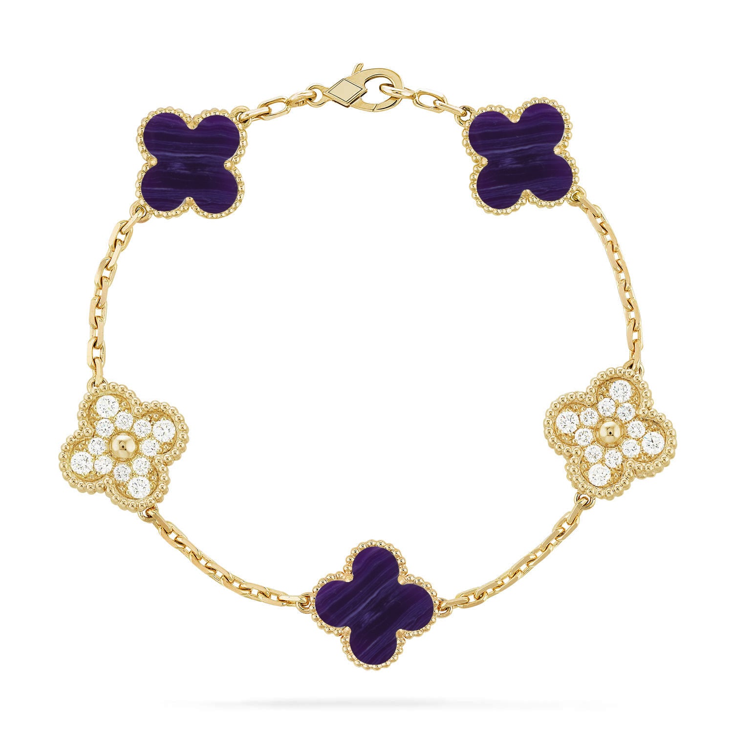 Lucky 5-Motif Clover Transformation Bracelet - Natural Charoite
