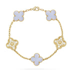 Lucky 5-Motif Clover Serenity Bracelet - Natural Violet Gemstone