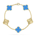 Lucky Clover 5-Motif Bracelet - Blue Agate Collection