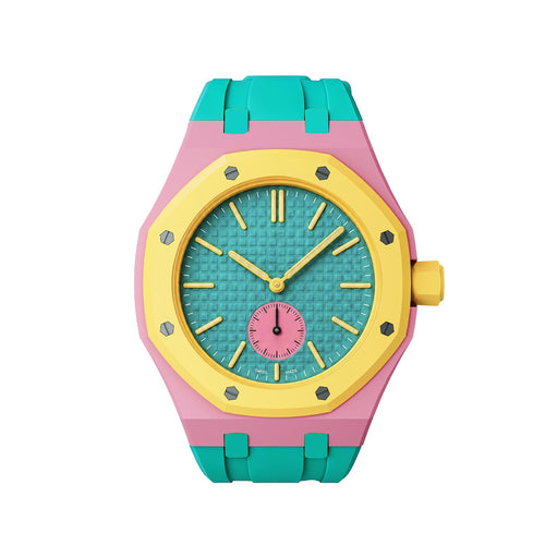 Oak Pop Exklusives rosa-grünes Silikonarmband