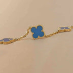 Lucky Clover 5-Motif Bracelet - Blue Agate Collection