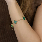 Lucky Clover 5-Motif Bracelet - Malachite Collection