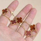 ラッキー クローバー 5モチーフ ブレスレット - レッド カーネリアン コレクション