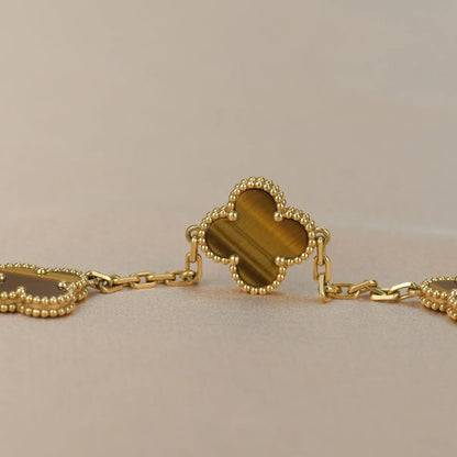 Lucky Clover 5-Motif Bracelet -  Tiger’s Eye Collection