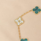 Lucky Clover 5-Motif Bracelet - Malachite Collection