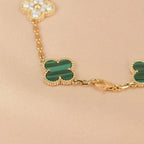 Lucky Clover 5-Motif Bracelet - Malachite Collection