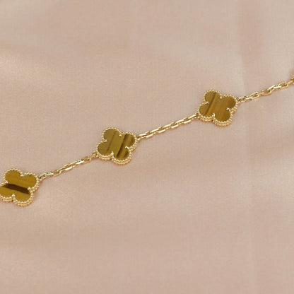 Lucky Clover 5-Motif Bracelet -  Tiger’s Eye Collection