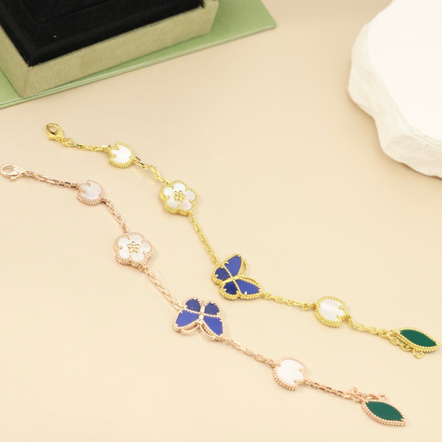 Springtime Enchantment Butterfly & Floral Charm Bracelet - Multi-Element
