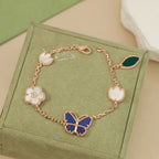 Spring Enchantment Butterfly & Floral Charm Bracelet