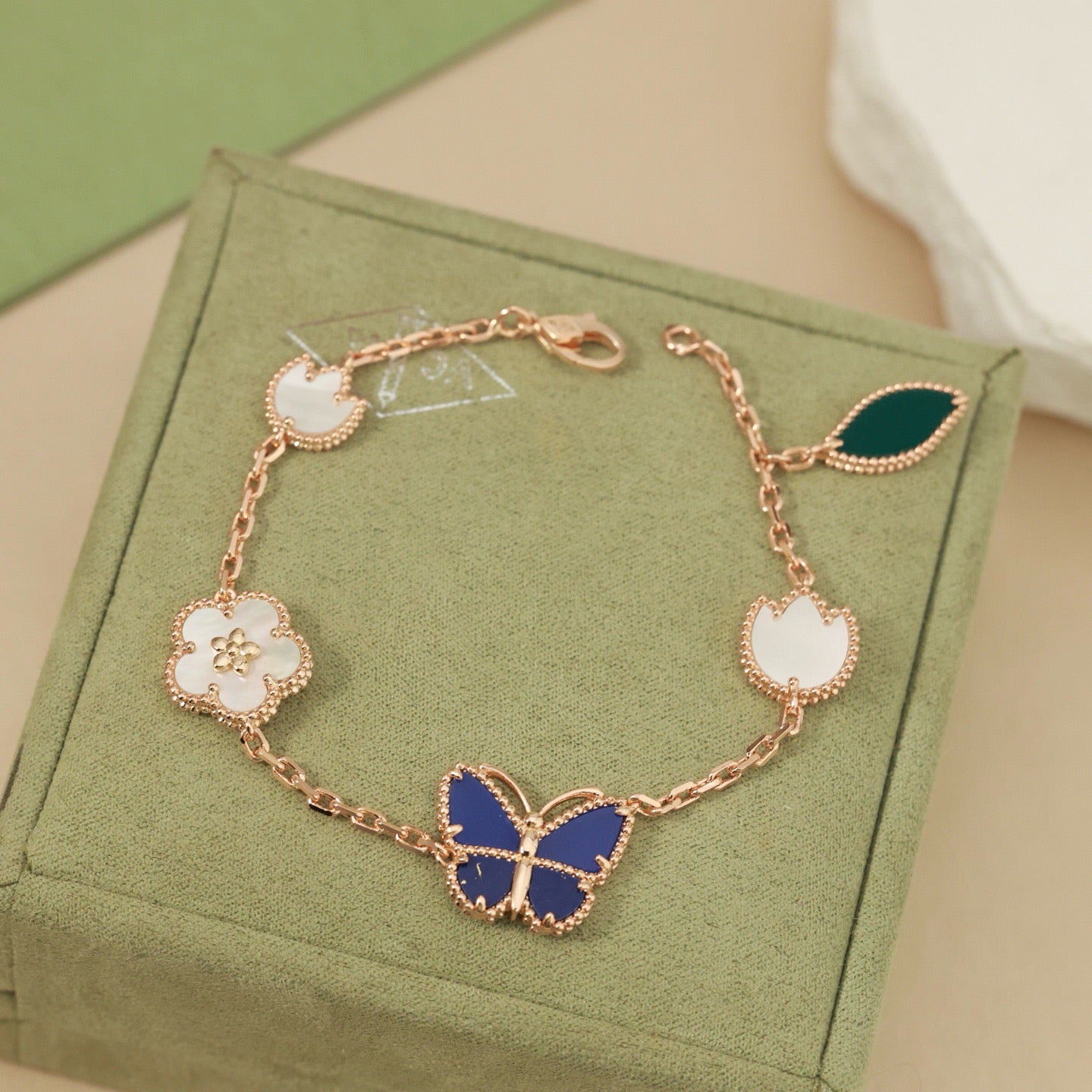 Springtime Enchantment Butterfly & Floral Charm Bracelet - Multi-Element