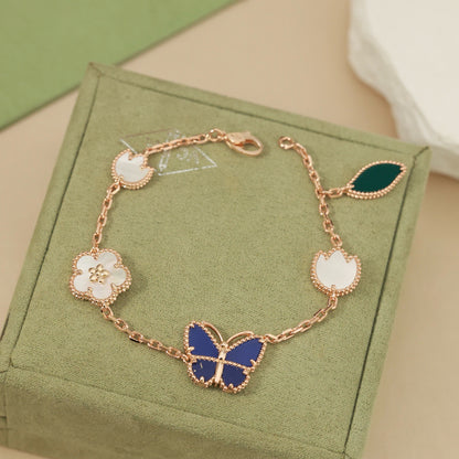 Spring Enchantment Butterfly & Floral Charm Bracelet