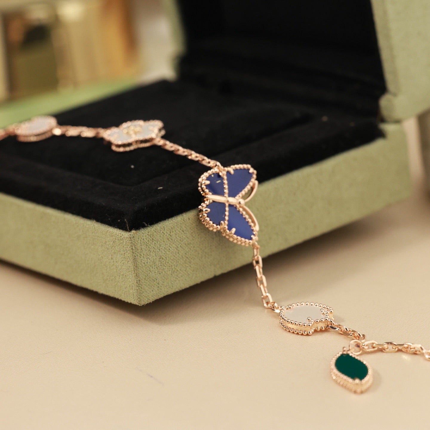 Spring Enchantment Butterfly & Floral Charm Bracelet