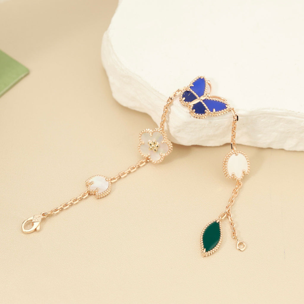 Spring Enchantment Butterfly & Floral Charm Bracelet