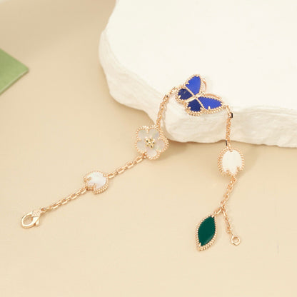 Spring Enchantment Butterfly & Floral Charm Bracelet